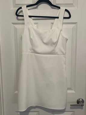 Lulu's White Square-Neck Mini Dress with Bow Back